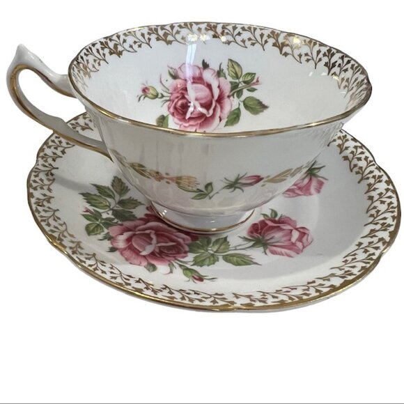 Vintage Collingwood Fine Bone China Tea Cup & Saucer Mauve Pink Roses w/ Gold - Picture 3 of 12